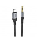 Кабель HOCO UPA26 DC3.5 (папа) &gt, Type-C (папа), круглый в оплетке, 1м, Black, Box