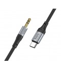 Кабель HOCO UPA26 DC3.5 (папа) &gt, Type-C (папа), круглый в оплетке, 1м, Black, Box