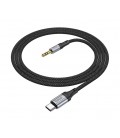 Кабель HOCO UPA26 DC3.5 (папа) &gt, Type-C (папа), круглый в оплетке, 1м, Black, Box