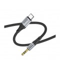 Кабель HOCO UPA26 DC3.5 (папа) &gt, Type-C (папа), круглый в оплетке, 1м, Black, Box
