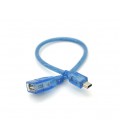 Кабель USB 2.0 AF/Mini-B OTG, 0.3m, прозрачный синий