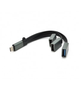 Переходник VEGGIEG TC-301 USB3.0(AF) + USB2.0(AF) + USB2.0(AF) OTG &gt, Type-C(M), Black, Пакет