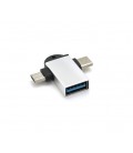 Переходник VEGGIEG TC-114 USB3.0(AF) OTG &gt, microUSB(M) + Type-C(M), Silver, Пакет