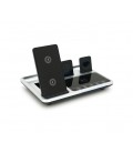 Беспроводная зарядка+ часы R-11 4в1, под телефон+часы+наушники, Black/Silver, Box
