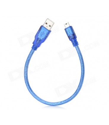 Кабель USB 2.0 RITAR (AM/Mini 5 pin) 0,3м, синий прозрачный