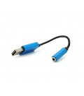 Переходник для наушников KIN KY-210 USB2.0(M)-Jack3.5(F), Blue, Box