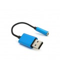 Переходник для наушников KIN KY-210 USB2.0(M)-Jack3.5(F), Blue, Box