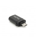 Переходник VEGGIEG V-S123 USB3.0(AF) OTG &gt, microUSB(M), Black, Пакет