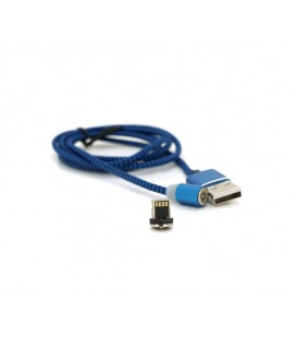 Магнитный кабель Ninja USB 2.0/Lighting, 1m, 2А, индикатор заряда, тканевая оплетка, бронированный, съемник, Blue, Blister-Box