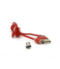 Магнитный кабель PiPo USB 2.0/Micro, 1m, 2А, тканевая оплетка, бронированный, съемник, Red, BOX
