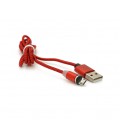 Магнитный кабель PiPo USB 2.0/Micro, 1m, 2А, тканевая оплетка, бронированный, съемник, Red, BOX