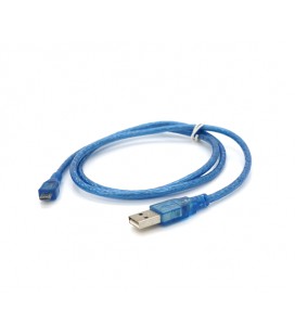 Кабель USB 2.0 (AM/Miсro 5 pin) 1м, прозрачный синий, Пакет, Q250