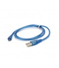 Кабель USB 2.0 (AM/Miсro 5 pin) 1м, прозрачный синий, Пакет, Q250
