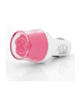 АЗУ NOKOKO Flower, 12V-USB, 5-5.5V, 2*USB, 10W, 2,1А, Pink, Пакет Q50