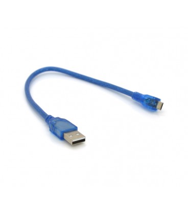 Кабель USB 2.0 (AM/Miсro 5 pin) 0,3м, прозрачный синий, Пакет