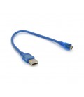 Кабель USB 2.0 (AM/Miсro 5 pin) 0,3м, прозрачный синий, Пакет
