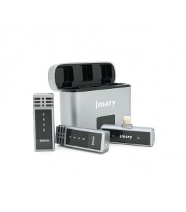 Петличный беспроводной микрофон Jmary MW-15 (2шт)+ кейс, разъем Lighting, встроенный аккумулятор 70 mAh, Silver, Box