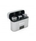 Петличный беспроводной микрофон Jmary MW-15 (2шт)+ кейс, разъем Lighting, встроенный аккумулятор 70 mAh, Silver, Box