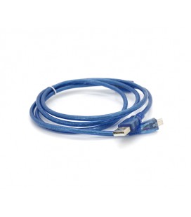 Кабель USB 2.0 (AM/Miсro 5 pin) 1,5м, прозрачный синий, Пакет