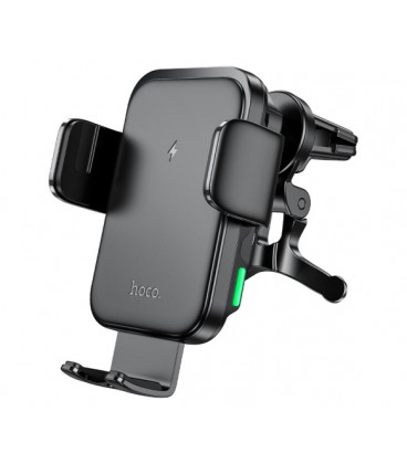 Автодержатель HOCO HW10+ Wireless Charging 15W, крепление на решетку, зажим 50-90мм, Black, Box