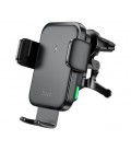 Автодержатель HOCO HW10+ Wireless Charging 15W, крепление на решетку, зажим 50-90мм, Black, Box