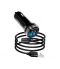 Набор АЗУ 12-24V HOCO Z40 + кабель Lighting, 2xUSB, 2.4A, кабель 1м, Black, Box