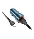 Набор АЗУ 12-24V HOCO Z46 + кабель Type-C, 1xUSB, 18W, кабель 1м, Blue, Box