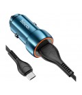 Набор АЗУ 12-24V HOCO Z46 + кабель MicroUSB, 1xUSB, 18W, кабель 1м, Blue, Box