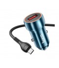 Набор АЗУ 12-24V HOCO Z46 + кабель MicroUSB, 1xUSB, 18W, кабель 1м, Blue, Box