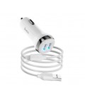Набор АЗУ 12-24V HOCO Z40 + кабель Micro, 2xUSB, 2.4A, кабель 1м, White, Box