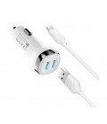 Набор АЗУ 12-24V HOCO Z40 + кабель Micro, 2xUSB, 2.4A, кабель 1м, White, Box