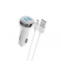 Набор АЗУ 12-24V HOCO Z40 + кабель Micro, 2xUSB, 2.4A, кабель 1м, White, Box