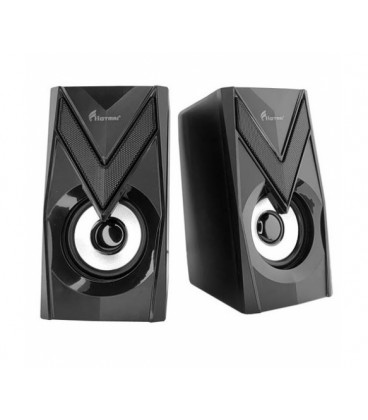 Колонки 2.0 Hotmai HT-122 USB+3.5mm, 2x2.5W, 20Hz- 18KHz, с регулятором громкости, Black, BOX, Q24