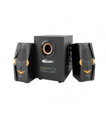 Колонки с сабвуфером 2.1 Hotmai HT-A900BT USB+3.5mm, 2x5W+15W, 20Hz- 18KHz, регуляторы громкости и сабвуфера, пульт, Black, BOX,
