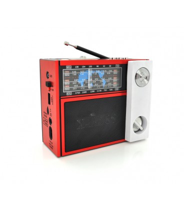 Радиоприемник GOLON RX201, LED, 3W, AM/FM радио, Входы microSD, USB, AUX, питание от 220В+2*LR20, корпус пластмасс, Black/Red, B