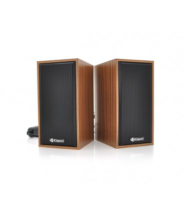 Колонки 2.0 Kisonli T-002A для ПК и ноутбука, USB + 3.5mm, 2x3W, 20Hz- 20KHz, Brown, BOX, Q30