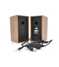 Колонки 2.0 Kisonli T-002A для ПК и ноутбука, USB + 3.5mm, 2x3W, 20Hz- 20KHz, Brown, BOX, Q30