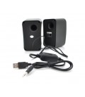 Колонки 2.0 Kisonli KS-06, для ПК и ноутбука, USB + 3.5mm, 2x3W, 20Hz- 20KHz, Black, BOX, Q50