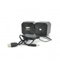 Колонки 2.0 Kisonli KS-02, для ПК и ноутбука, USB + 3.5mm, 2x3W, 20Hz- 20KHz, Black, BOX, Q50