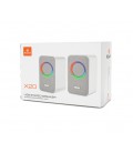 Колонки Kisonli X20BT, 2x10W, USB/ RGB light/BT, DC: 5V/1-2A, Black, BOX, Q15