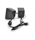 Колонки 2.0 Hotmai A16 USB+3.5mm, 2x3W, 20Hz- 18KHz, с регулятором громкости, Black, BOX, Q24