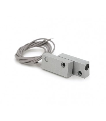 Датчик магнитоконтактный с проводом 30 см MC-56, 49*20*10 мм, контакт NC. аллюминиевый сплав, серый, под саморез ( цена за компл