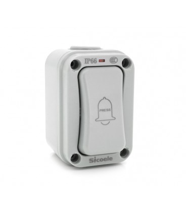 Кнопка звонка одинарная, наружного монтажа, водонепроницаемая, IP66, AC:110-250V, 16A, Grey