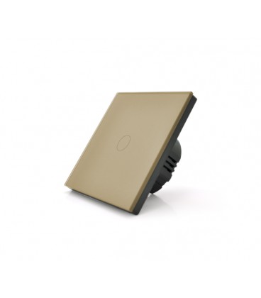 Сенсорный выключатель с заземлением + WiFi управление, одноканальный, gold, 86х86х35мм