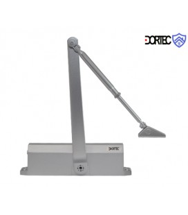 Доводчик DT-536H с фиксацией в открытом положении, 65-150 кг, 248x45x72 , серебро