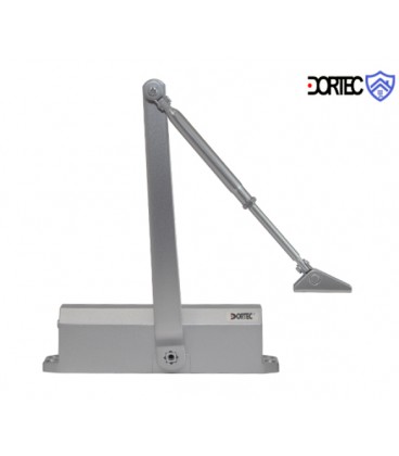 Доводчик DT-536H с фиксацией в открытом положении, 65-150 кг, 248x45x72 , серебро