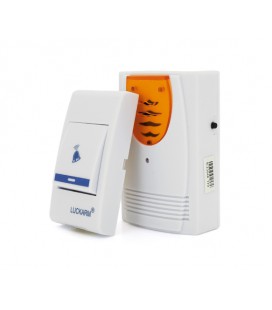 Беспроводной дверной звонок Luckarm 8203, приемник-передатчик, 15 мелодий, светооповещение, дальность 90 метров, White, Blister