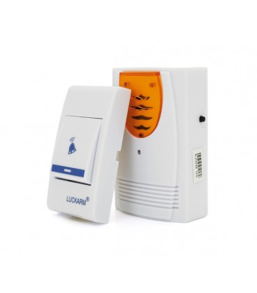 Беспроводной дверной звонок Luckarm 8203, приемник-передатчик, 15 мелодий, светооповещение, дальность 90 метров, White, Blister