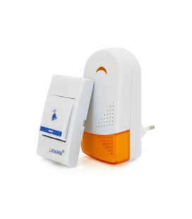 Беспроводной дверной звонок Luckarm 8603, приемник-передатчик, 15 мелодий, светооповещение, дальность 90 метров, White, Blister