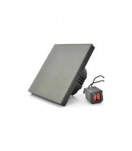 Сенсорный выключатель без заземления + WiFi управление, трехканальный, gray, 86х86х35мм